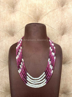 Freshwater Pearls with Precious Ruby Beads (PN-19)