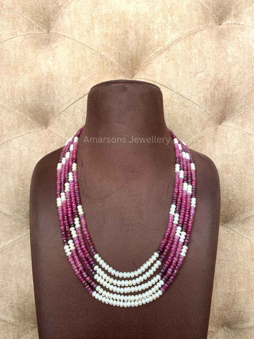Freshwater Pearls with Precious Ruby Beads (PN-19)