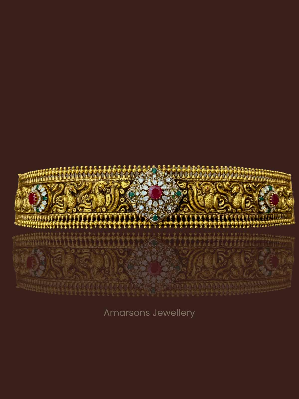 Elegant Gold Vaddanam with CZ Accents – Amarsons Jewellery