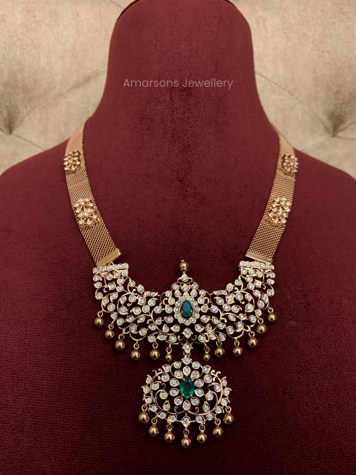 18k VVS EF Diamond Necklace with Elegant Color Stones DNS-5519