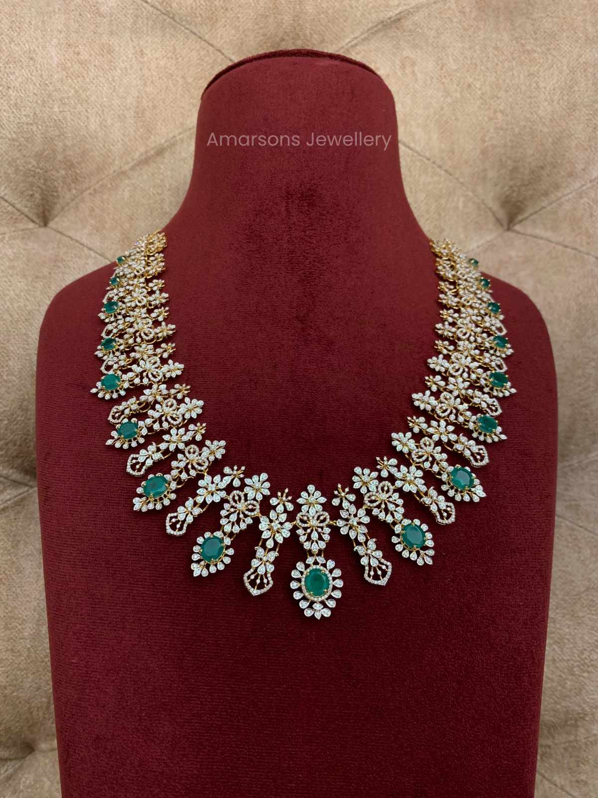 18k VVS EF Diamond Necklace with Colorful Accents DNS-7083