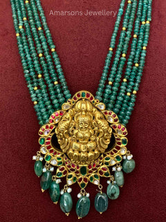 22k Polki Locket with Emerald Beads (PL 2711)