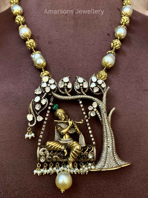 18k Polki Locket with South Sea Pearls (PL 3997)