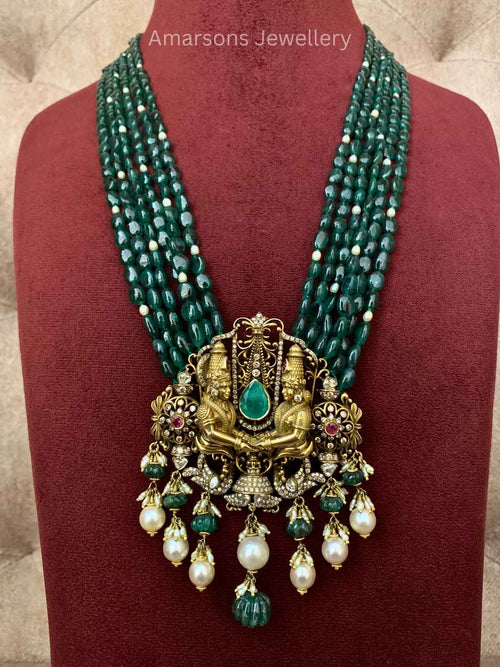18k Polki Locket with Emerald Beads (PL 5084)