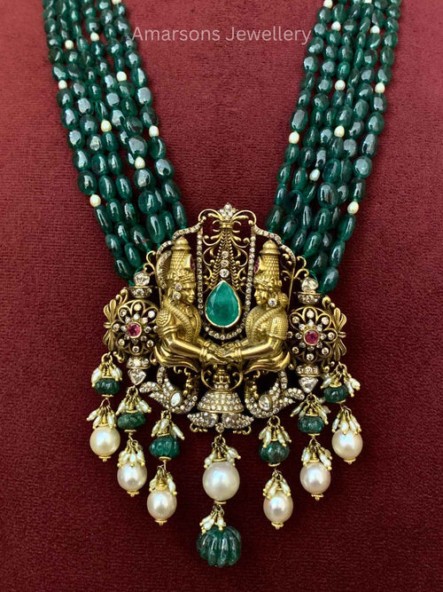 18k Polki Locket with Emerald Beads (PL 5084)