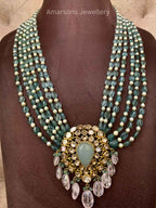 14k Polki Locket with Emerald Beads (PL 5522)
