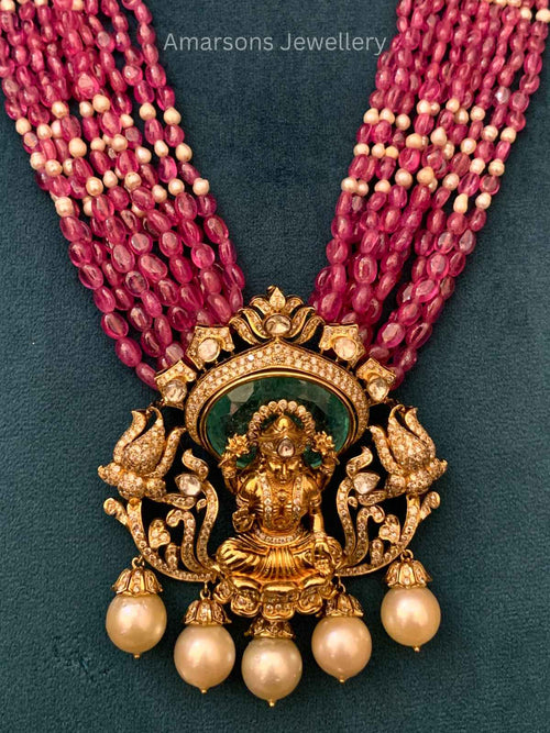 18k Polki Locket with Ruby Beads (PL 5622)