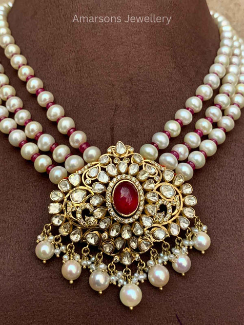 18k Polki Locket with South Sea Pearls (PL 8461)