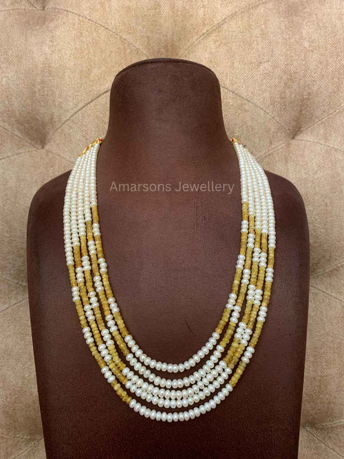5lines Freshwater Pearls with Yellow Sapphire (PN-21)