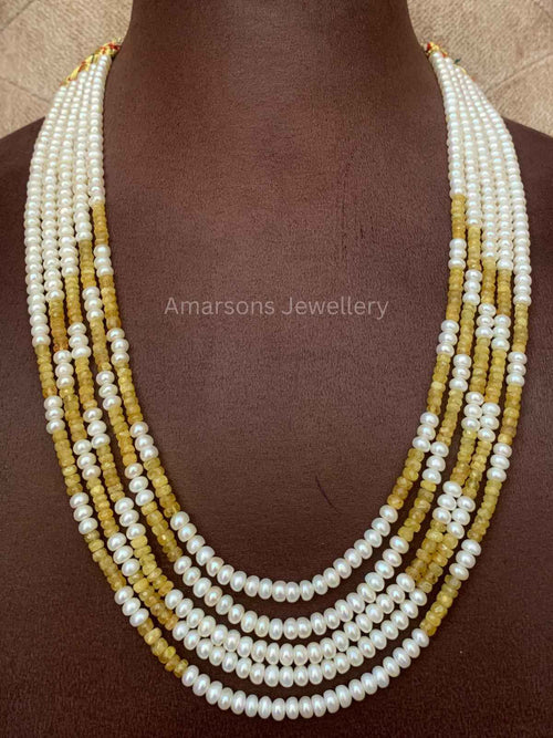 5lines Freshwater Pearls with Yellow Sapphire (PN-21)