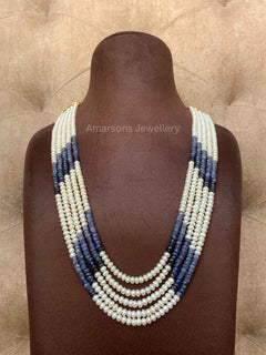 5lines Freshwater Pearls with Precious Beads (PN-25)