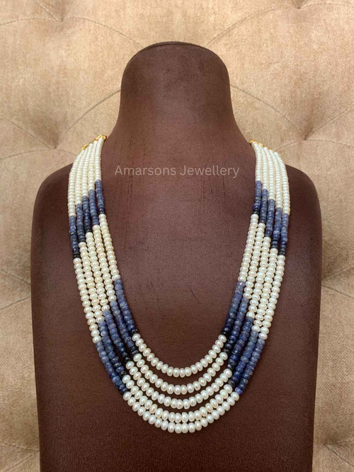 5lines Freshwater Pearls with Precious Beads (PN-25)