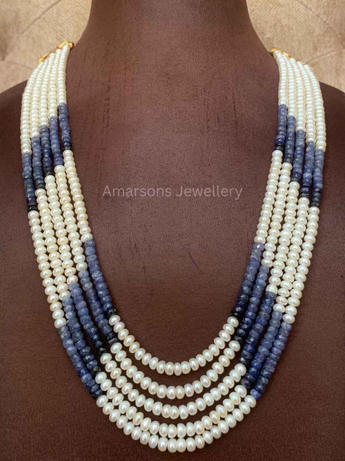5lines Freshwater Pearls with Precious Beads (PN-25)