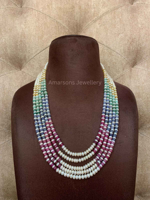5lines Freshwater with Precious Beads (PN-33)
