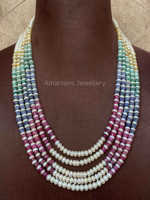 5lines Freshwater with Precious Beads (PN-33)