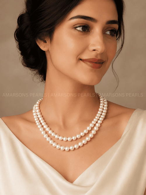 Cremish Double Layer Pearls Mala