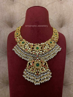 916 Gold Polki Necklace with Pearls