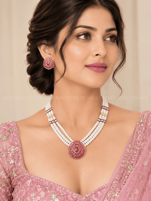 Ruby Pink Pearl Rani Haar