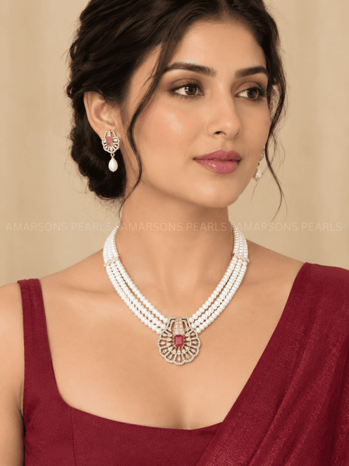 Pink Stone Pearl Rani Haar