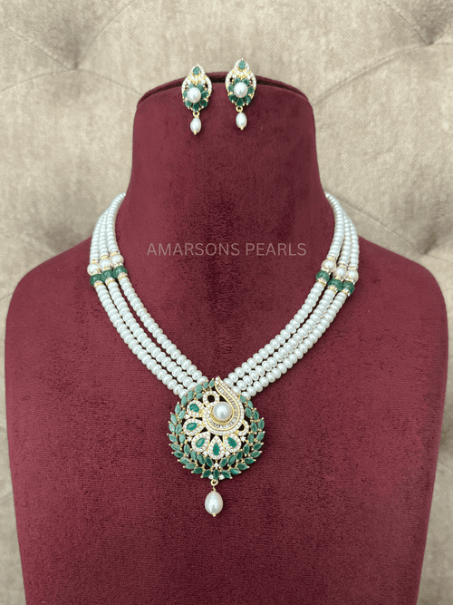 Green Emerald Pearl Rani Haar