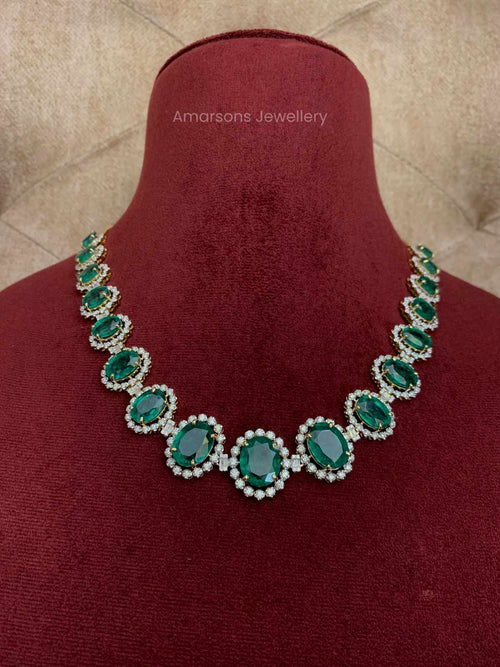18k VVS EF Diamond Necklace with Color Stones