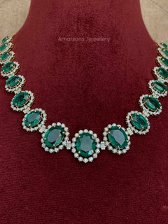 18k VVS EF Diamond Necklace with Color Stones