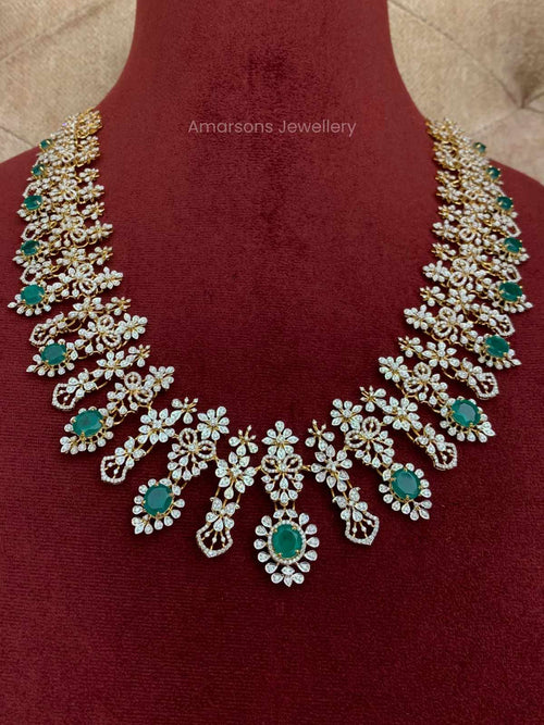 18k VVS EF Diamond Necklace with Colorful Accents