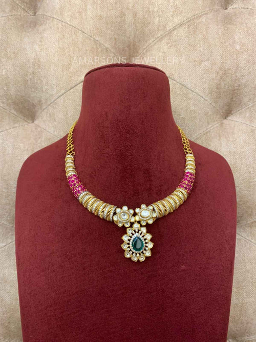 22K Gold Necklace Set (GNS-3835)